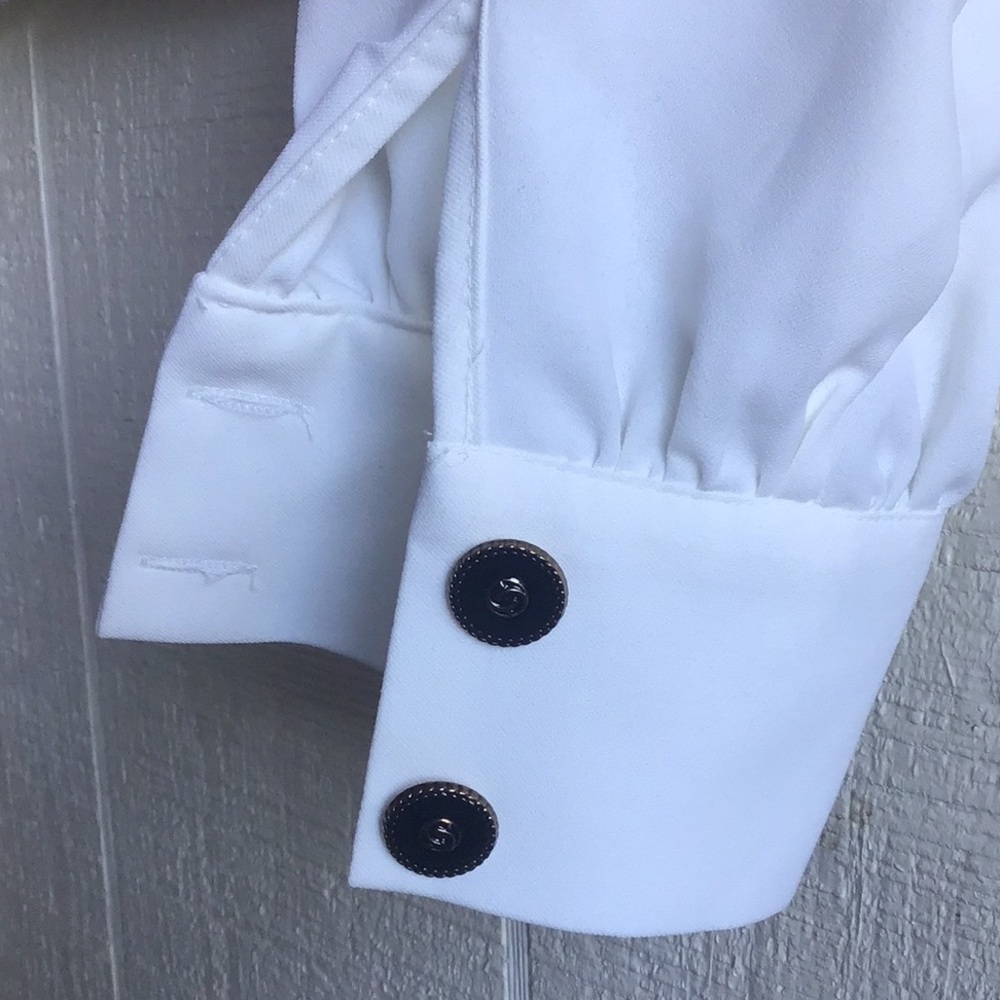Storets Lucy gold buttons cropped black ribbon tie blouse - Picture 10 of 16